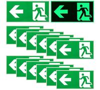 12 señales de salida de emergencia: 300 x 150 mm, señal de salida de emergencia, extralarga, señal de salida de emergencia, flecha hacia la izquierda, reflectante, señal de salida de escape (hacia la