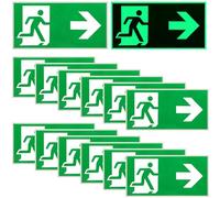 12 señales de salida de emergencia: 300 x 150 mm, señal de salida de emergencia, extralarga, señal de salida de emergencia, flecha hacia la derecha, reflectante, señal de salida de escape (hacia la
