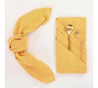 12 Servilletas de Tela de Gasa Gruesa de 42x42 Fiestas Decorativas Servilletas de algodón para Cena de Lino a Granel Familiar-12 Piezas Amarillo