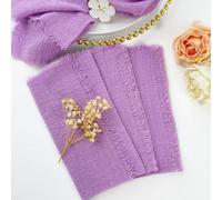 12 servilletas navideñas de 42x42 cm, Gasa algodón, tamaño Grande, Ideales for Bodas, Fiestas y decoración mesas Año Nuevo(Purple)