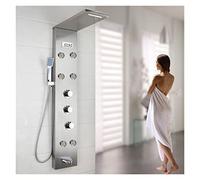 12-Setting Black Shower Column with Digital Temperature Display, LED Shower Panel, Body Jets, Modern Bathroom Faucet, el Brushed h, ry Rainfall Shower System