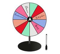 12 Slots Prize Wheel, Tabletop Spinner with Heavy-Duty Base, Acrylic Includes Dry Erase Marker, Perfect for Trade Shows, Carnivals, and Home Use, Dimensions, 10.63x7.87 Inches