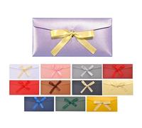 12 Sobres de Colores con Lazo - Juego de Sobres de Papel Kraft Retro 22x11 cm, para Tarjetas de Navidad, Invitaciones de Boda, Cumpleaños, Acción de Gracias y Fiestas