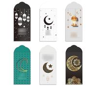 12 sobres de dinero Eid para niños y adultos, sobres Eid Mubarak, carteras de dinero para dinero en efectivo, soporte para tarjetas, sobres para festivales musulmanes, 18 x 9 cm