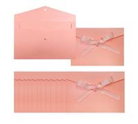 12 sobres de invitación con cintas, tarjeta, 17,3 x 12,2 cm, para festivales y fiestas, cumpleaños, bodas, baby showe invitations (rosa)