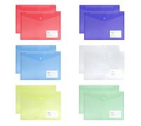 12 sobres de plástico A4, carpetas transparentes para documentos, sobres a presión, carpeta de archivos A4 con bolsillo para etiquetas, para la escuela, el hogar, el trabajo, la oficina