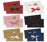 12 sobres de regalo, sobres grandes con cinta, sobre vintage para invitaciones, Navidad, Año Nuevo, 22 x 11 cm (6 colores)
