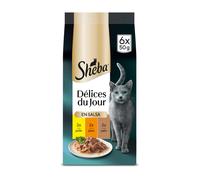 6 sobres x 50 g Sheba Délices du Jour en Salsa de pollo, pavo y pato alimento húmedo para gatos