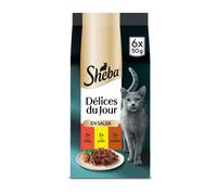 12 sobres x 50 g Sheba Délices du Jour en Salsa de ternera, pollo y cordero alimento húmedo para gato ¡Pack Ahorro!
