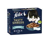 Felix Snacks Tasty Shreds Selección De Pescados Comida Húmeda Para Gato 12 X 80 Gr
