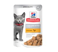 1.02 KG 12 sobres x 85 g Hill's Science Plan Feline Sterilised Kitten Pollo en Salsa sobre para gatos