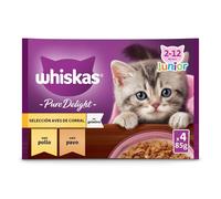 4 sobres x 85 g Whiskas Pure Delight Junior Selección Aves Gelatina en Bolsita para gatos