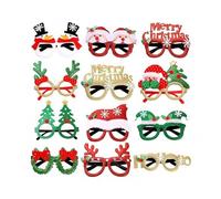 12 Styles Christmas Sparkle Eyewear Frames, Festive Party Glasses, Creative Costume Props, 15x12x1cm, 190g, For Xmas Celebration Supplies, Adults & Kids Dress Up Accessories