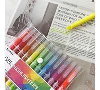 12 subrayadores de gel brillantes, 12 subrayadores que no traspasan, subrayadores seguros para todo tipo de papel, subrayador de gel para diarios, lectura y uso artístico profesional