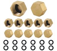 12 tapones ciegos, tapa de cierre de 3/8 pulgadas con juntas de goma, tapa de latón hexagonal, tapas roscadas para tuberías de agua de jardín