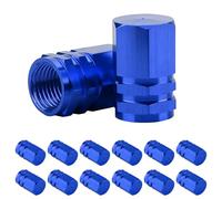 12 Tapones para válvulas de neumáticos,Tapones metálicos Antipolvo para neumáticos de Coche,Tapones de Aluminio para Ruedas,Cubiertas Antipolvo para válvulas de neumáticos Protectoras (Azul)