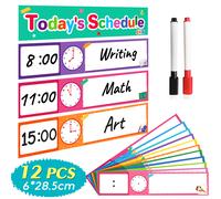 12 Tarjetas de Horario + 2 Bolígrafos Borrables y Limpiador , Tablera Portátil para Niños con , Decoración Escolar o Hogar