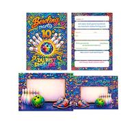 12 tarjetas de invitación con 12 sobres, 10 cumpleaños infantiles, bolos, invitaciones para décimo cumpleaños, bolos, cumpleaños, cumpleaños de niñas