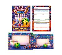 12 tarjetas de invitación con 12 sobres, 10 cumpleaños infantiles, bolos, niñas, niños, invitaciones de décimo cumpleaños, bolos, invitaciones de cumpleaños, cumpleaños de niñas