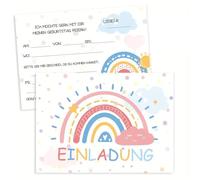 12 tarjetas de invitación de purpurina, tarjetas de invitación de cumpleaños infantiles, tarjetas de invitación de cumpleaños infantiles arco iris