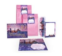 12 tarjetas de invitación para el 10º cumpleaños de los niños con 12 sobres, 12 unidades, 12 pegatinas, 12 marcadores, 12 bloques