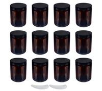12 tarros de crema para rellenar, 240 ml, tarros de crema de cristal marrón, botes pequeños con tapa, listos para viajar, con 2 espátulas, tapas para cosméticos, lociones, cremas