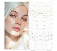 12 tatuajes faciales de pecas brillantes, dorados y plateados, impermeables para mujeres, accesorios de maquillaje temporales con purpurina (tres dorados y tres veces plateados)