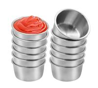 12 tazas pequeñas de salsa, cuenco de salsa Ramekin de 50 ml, mini tazas de salsa de pudín, tazas de condimentos para fiestas en casa, restaurantes (plateado)
