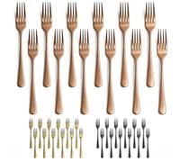 12 Tenedores de Mesa Oro rosa mate 209mm,Tenedor INOX 18/0 Grosor 4.5mm Material 430