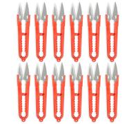12 tijeras de hilo rojas pequeñas tijeras de costura de hilo en forma de U mini alicates de corte de hilo DIY bordado de punto de cruz cortador para cortar telas, pesca, manualidades