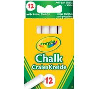 CRAYOLA - Tiza Blanca, Fórmula Sin Polvo, para la Escuela y el Ocio, Paquete de 12, 0280