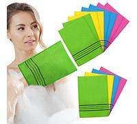 12 Toallas Coreanas Exfoliantes Paños Exfoliantes de Ducha Guantes Coreanos de Baño Manopla de Limpieza Corporal Italia para Limpieza de Piel de Cuerpo Exfoliar (Amarillo, Verde, Azul, Rosa, L)