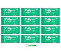 12 toallitas de higiene íntima Chilly, frescor natural de larga duración, con mentol natural. Cada paquete contiene 12 toallitas + llavero Beni Culinari gratuito