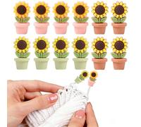 12 topes de malla para agujas de tejer, de silicona, para agujas de tejer, de girasol, para tejer, ganchillo, costura y manualidades (color 1)