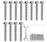 12 tornillos de hormigón, anclaje autorroscante de hormigón M8 x 75 mm, tornillos de mampostería de cabeza hexagonal con 1 llave para fijar en ladrillos, mármol, piedra, madera