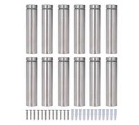 12 tornillos de separación de acero inoxidable, 19 x 80 mm; kit de tornillos para publicidad con tacos de pared y herrajes de montaje para colgar marcos de fotos de acrílico o