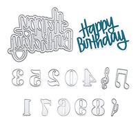 12 troqueles de metal con texto "Happy Birthday" para troquelado de letras de metal, plantillas de troquelado para tarjetas de papel, decoración de álbumes de recortes