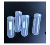 12 tubos de centrífuga de plástico de 100 ml con escala y tapa de rosca. Equipamiento de laboratorio