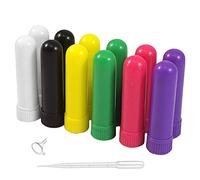 12 tubos de inhalador nasal en blanco multicolor, tubos de inhalador de aromaterapia de aceite esencial recargables de plástico portátiles que incluyen mechas de algodón