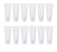 12 tubos de plástico transparente de 100 ml, rellenables, para artículos de tocador de viaje, con tapas abatibles para champú, loción, líquidos cosméticos