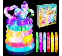 12 tubos pop, juguetes inquietos luces brillantes, 2024 tubos LED pop, tubo elástico LED colorido, pulseras luminosas, juego de fiesta cumpleaños carnaval regalos festivales año nuevo