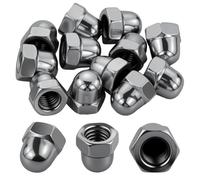 12 tuercas de sombrerería M8 de acero inoxidable, plateadas, de forma alta, A2 V2A, acero inoxidable, tuercas hexagonales para tornillos, barras roscadas y pernos roscados