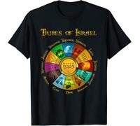 12 Twelve Tribes of Israel Hebrew Design Great Gift T-Shirt S-3XL Black XL