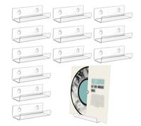 12 Uds 10cm Soporte para Discos de Vinilo Transparente, Invisible Estantes para Discos de Vinilo Soporte Vinilos Pared de Acrílico para Exhibición Diaria de CD/LP