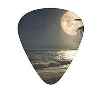 12 Uds. De púas para guitarra, palmera de playa Tropical con luna llena, noche estrellada, 3 grosores diferentes, para guitarra acústica, guitarra eléctrica