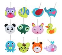12 Uds Etiquetas De Tela, Bolsas De Costura De Fieltro, Etiquetas De Animales De Dibujos Animados, Bolsas De Material De Costura Para Niños, Muñecas De Tela Para Coser, Manualidades Creativas