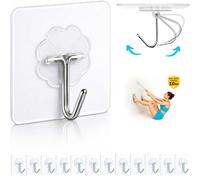 12 UDS Ganchos Adhesivos XL - Fuerte Colgador de Pared Transparentes y Resistentes - Ventosa Adhesiva para Colgar sin Agujeros Fácil - Accesorios de Cocina, Baño, Perchas, Techo - Soportan Hasta 10 kg