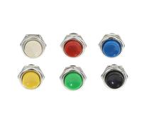 12 Uds. Interruptores de botón de Metal de 16mm 2 pines tipo momentáneo 3A 250V componentes de montaje en Panel(Each Color 2pcs)
