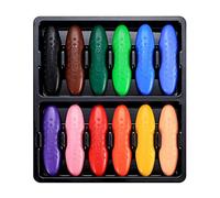 12 Uds Lápices de Cera, Lápices de Colores para Niños, Diseño Erdnuss Resistente y Lavable, Lápices de Tiza y Cera para Niños, Material Escolar y Manualidades