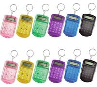 12 Uds Mini Llavero calculadora 6 Colores Mini calculadora compacta y portátil con Cubierta de botón para niños, Estudiantes en la Escuela, Bolsillo